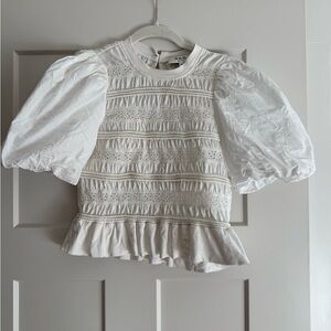 Sea New York White Puff Sleeve Kids Blouse